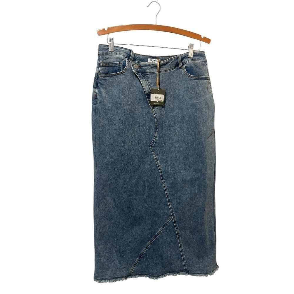 Blank Cross Button Denim Midi Skirt Size Large Brand New